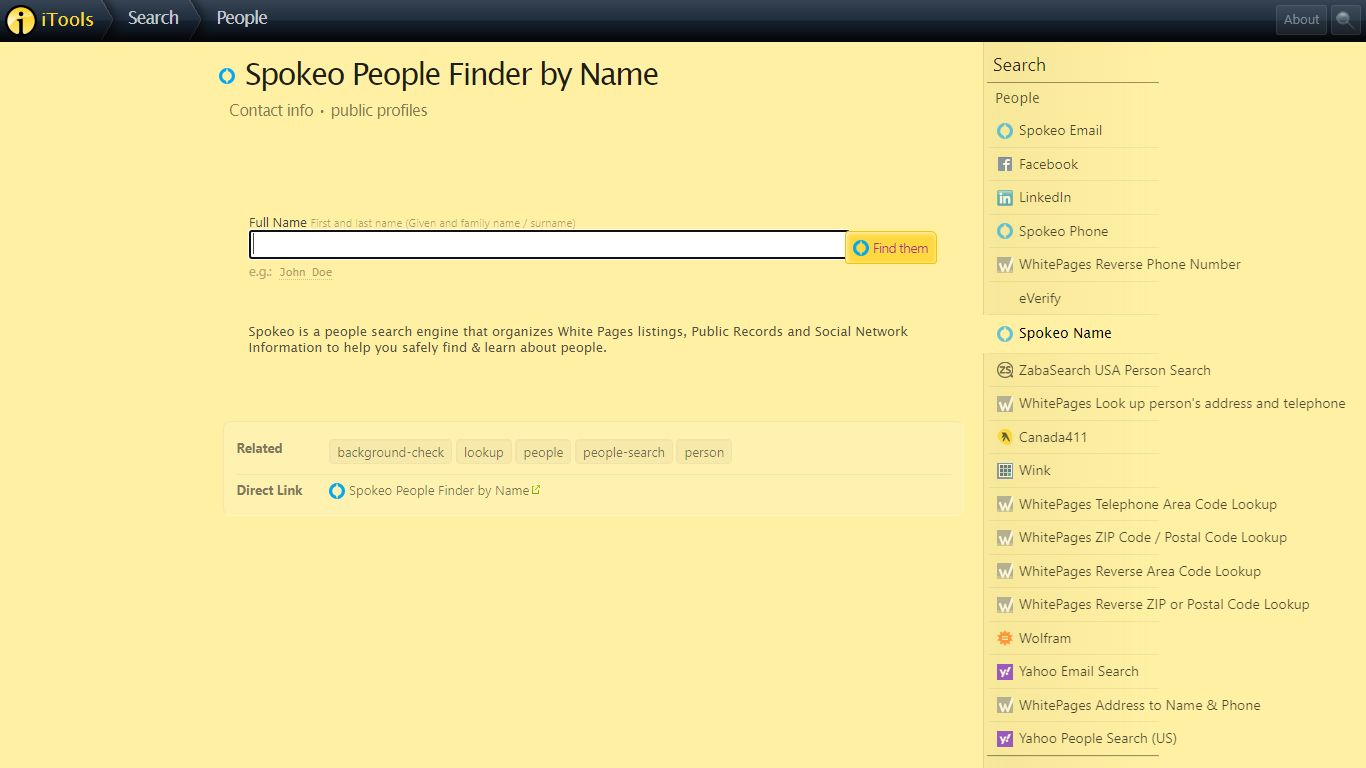 Spokeo People Finder by Name › Contact info - iTools